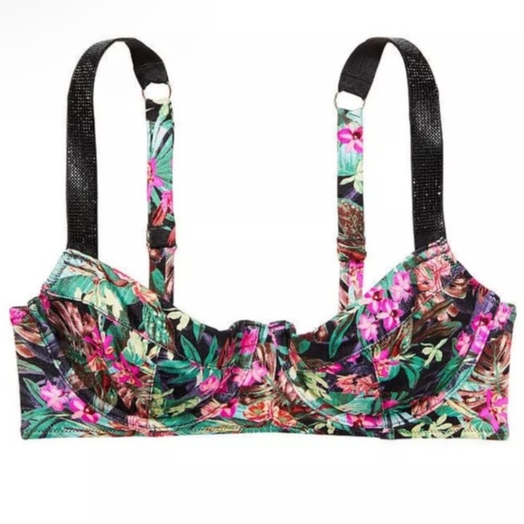 New! Victoria’s Secret Floral Shine Strap Wicked Push Up Bikini Top 4609 - Picture 1 of 7
